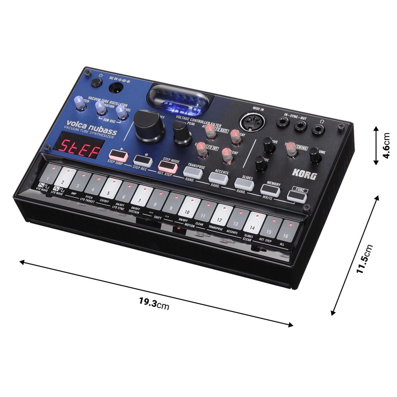Synthé basse analogique compact - lampe Nutube intégrée - VOLCA-NUBASS dimensions