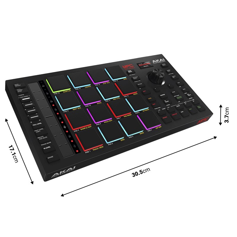 Contrôleur production 16 pads - ruban tactile - écran - dimension