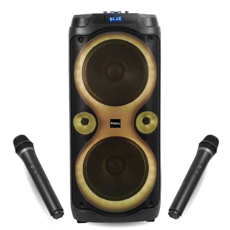 Pack Enceinte Karaoké Bluetooth 1000W - 2 Micros - Machine Fumée 700W - Effet Astro Fête