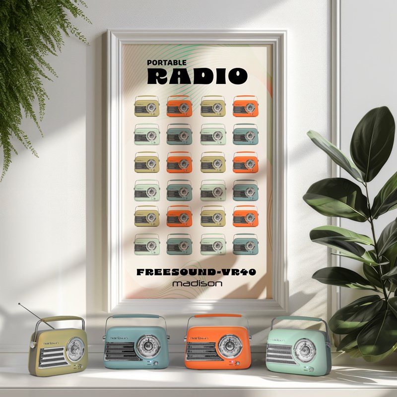 Radio vintage sur batterie - BT, USB & FM - 30W - Vert Mat