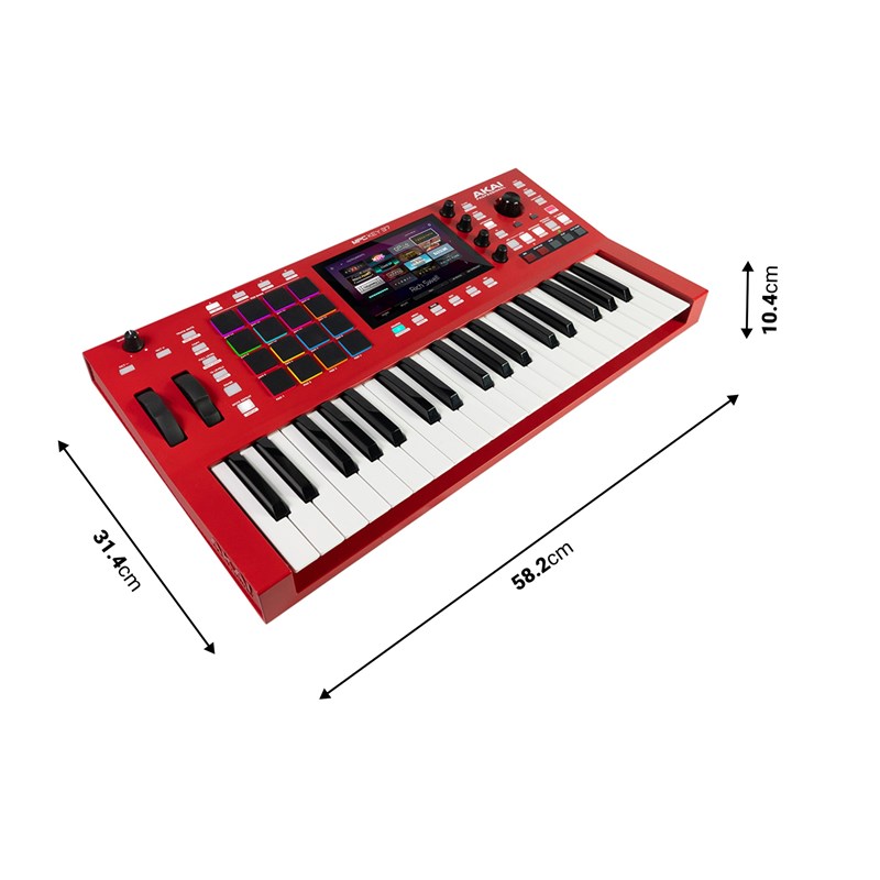 Clavier production autonome 37 notes - 16 pads - écran - dimension