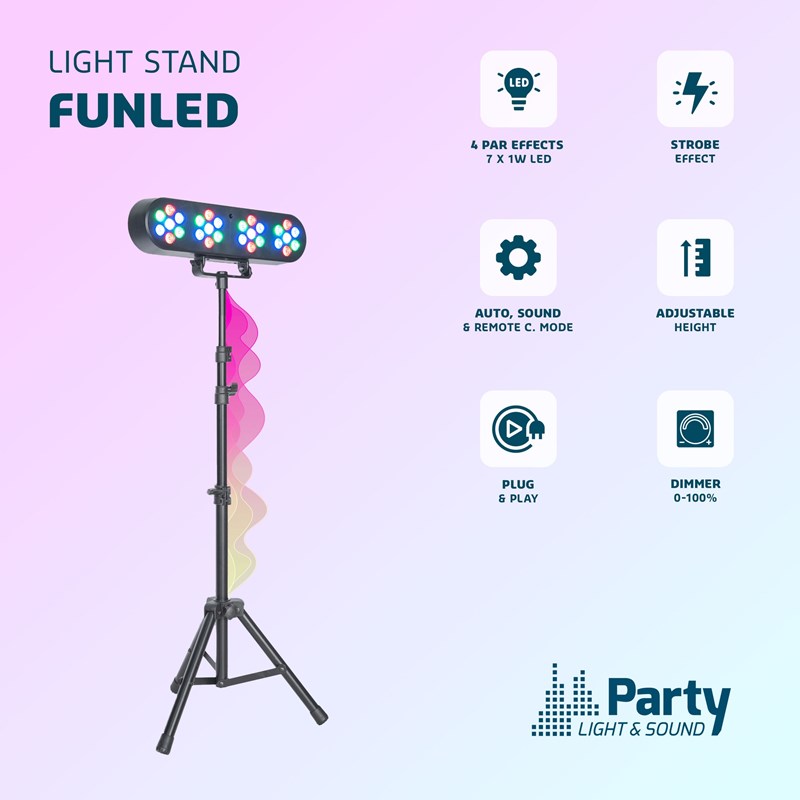 Set jeux de lumière 4x7W avec télécommande + trépied LED