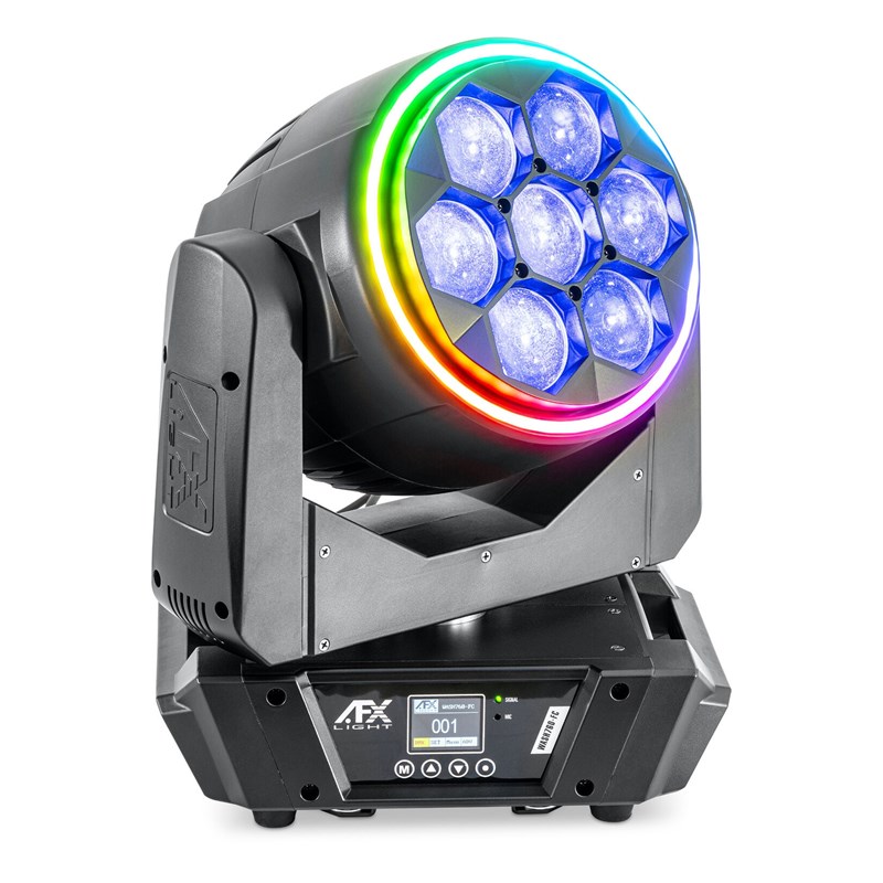 Lyre Wash Zoom 7x60W RGBW avec Anneaux LED + Flight Case
