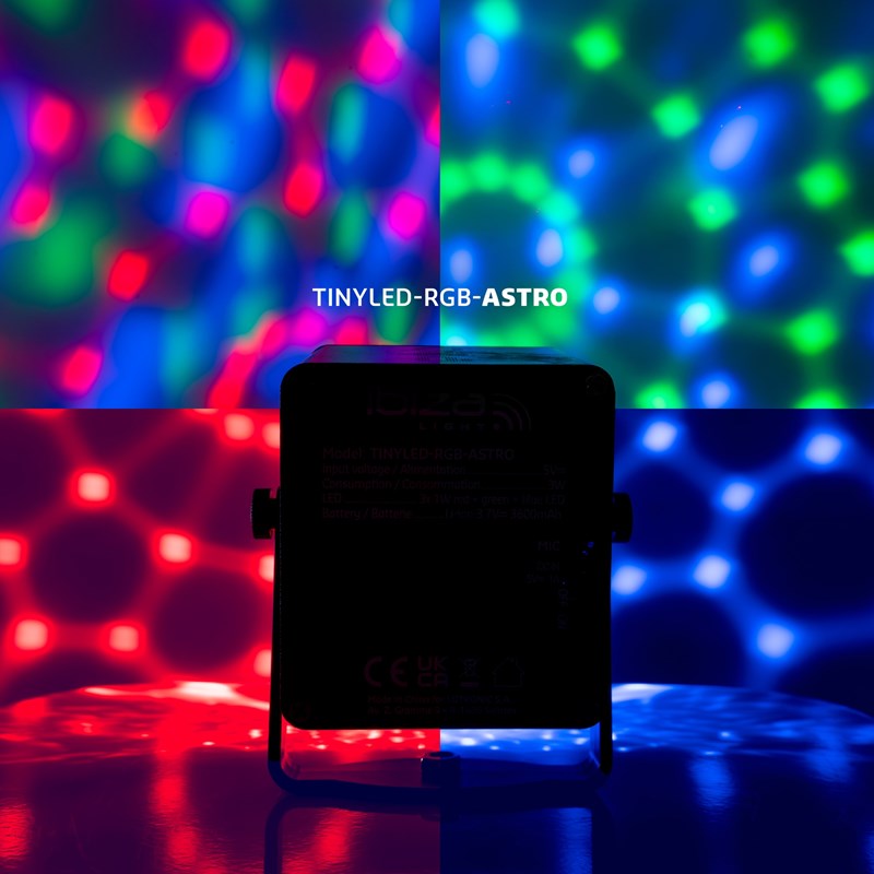 Effet LED ASTRO - 3 x 1W RVB - Sur batterie mini