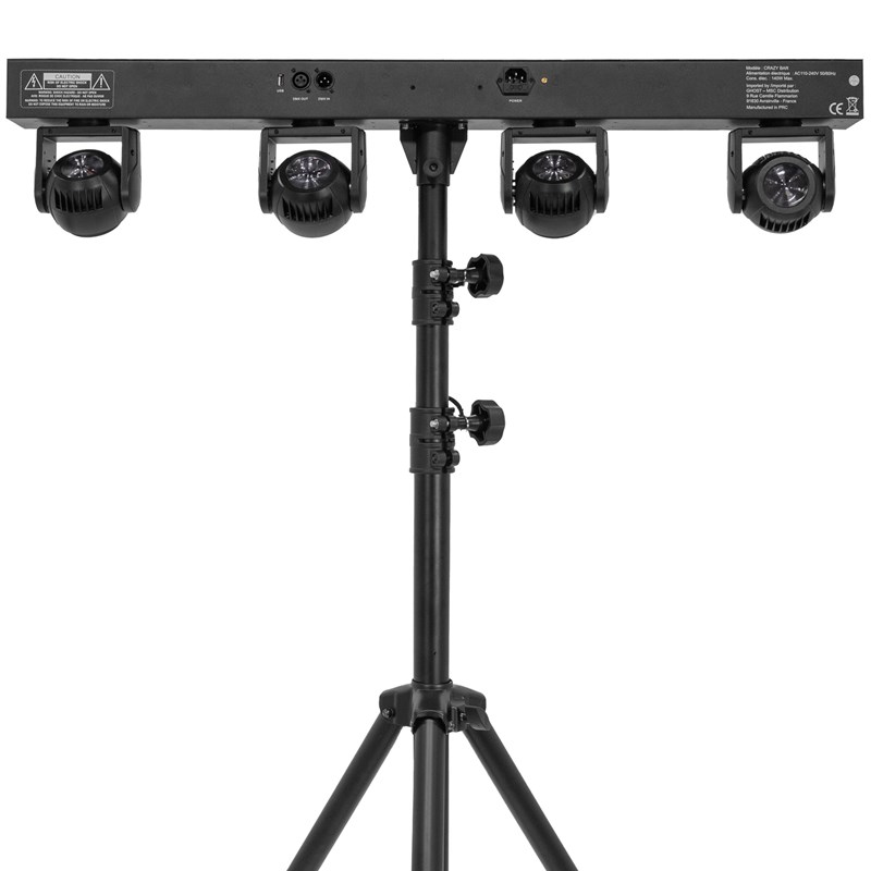 Barre d'animation 4 lyres Beam & Wash - DMX - Pied effet