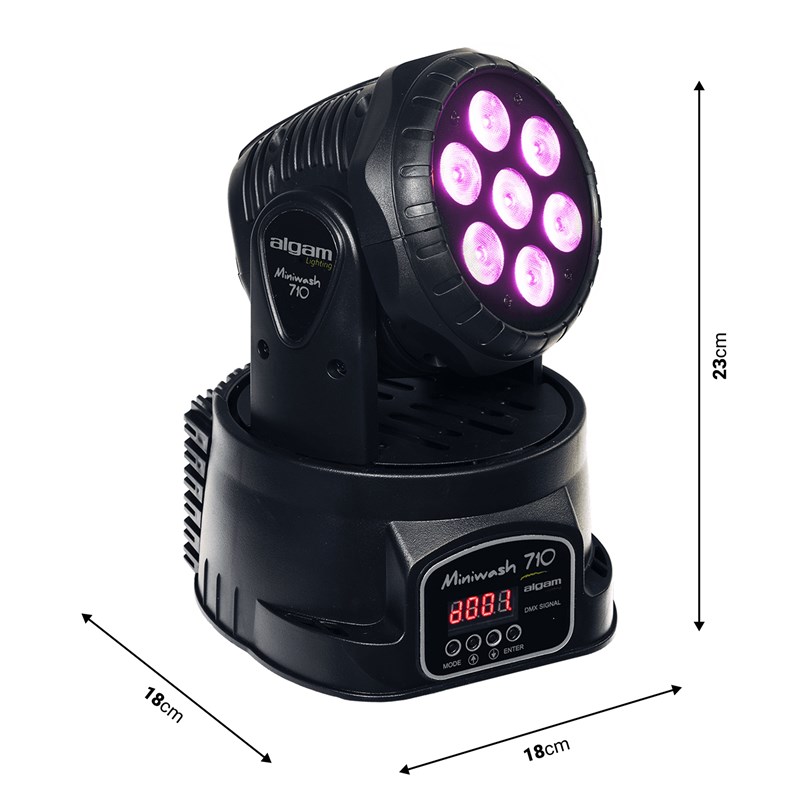 Lyre Wash LED compacte - 7 LEDs 10W RGBW - Accroche & sécurité - dimension