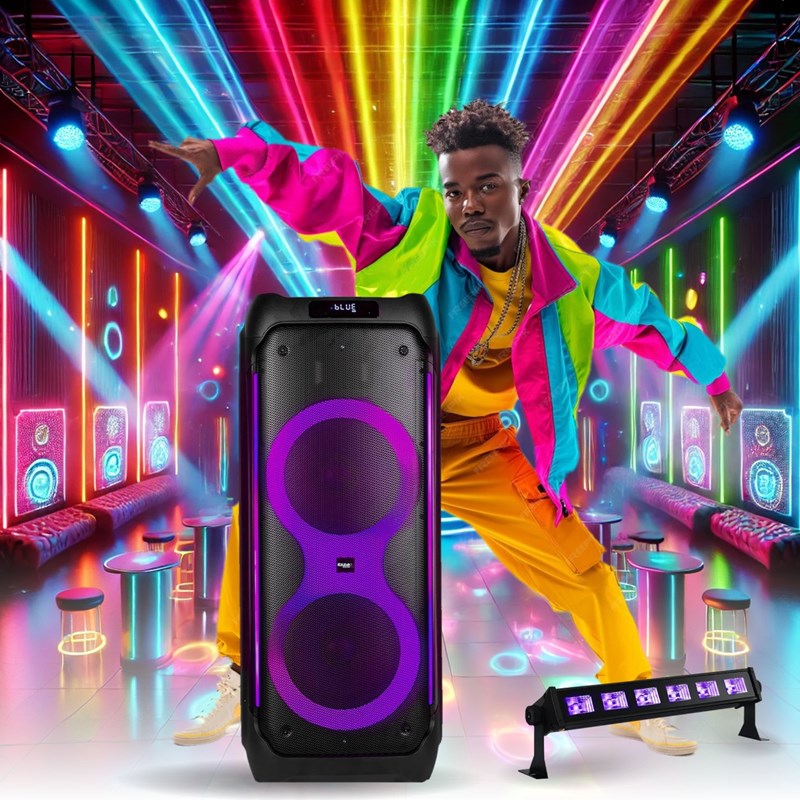 Pack Enceinte Autonome Bluetooth 1200W - Barre Lumière UV