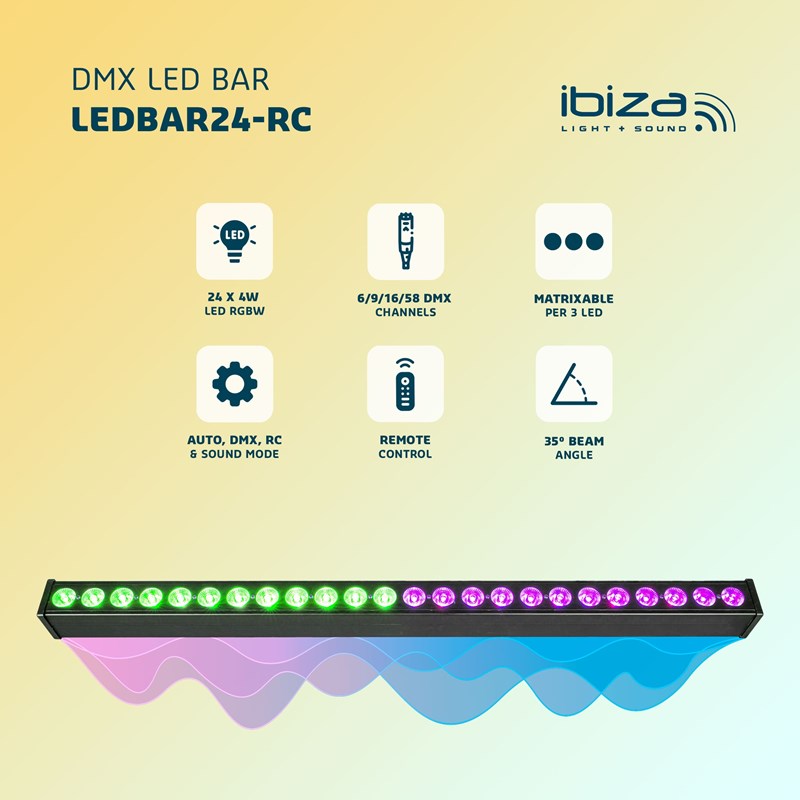 Barre LED - 24x4W RVBB 4-en-1 projecteur