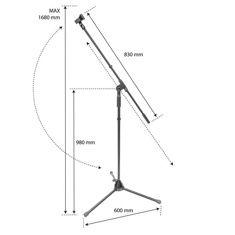 Pied de Microphone avec Longue Perche + Support Micro scène