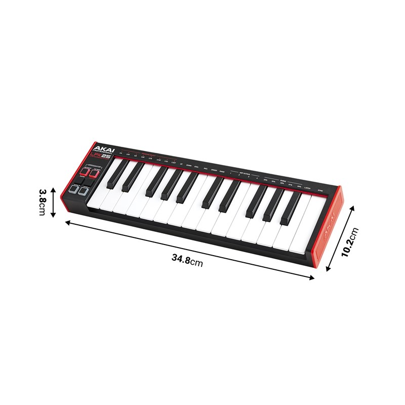 Clavier MIDI USB - 25 mini notes - dimensions