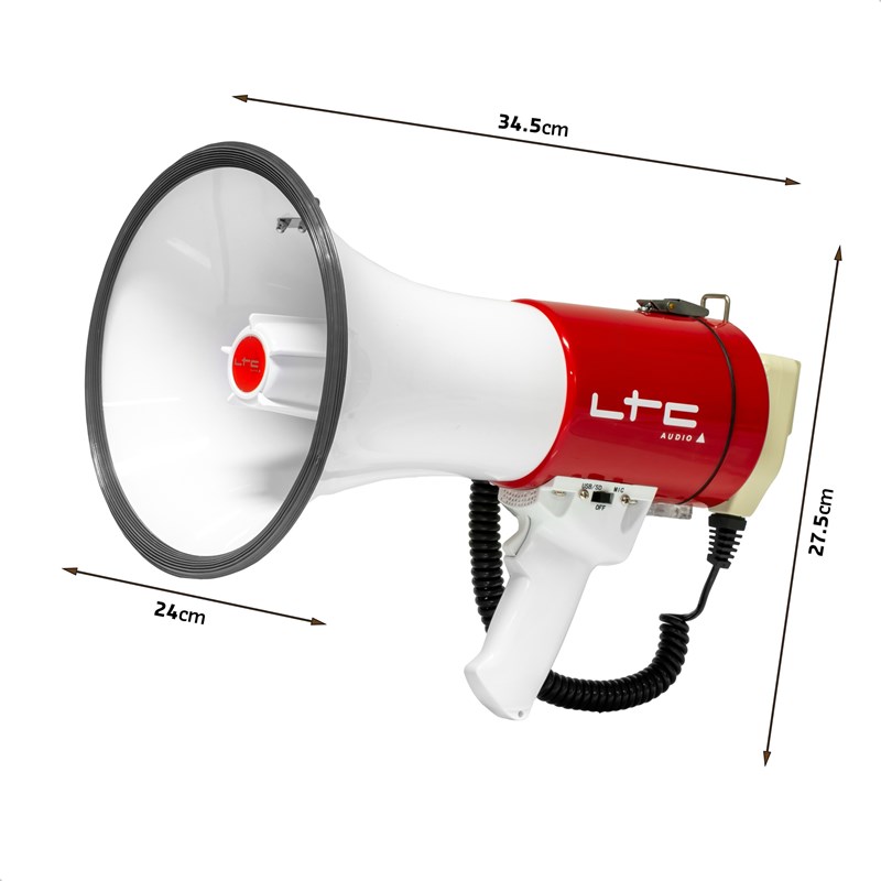 Mégaphone 50W avec USB, SD, AUX et batterie rechargeable bar
