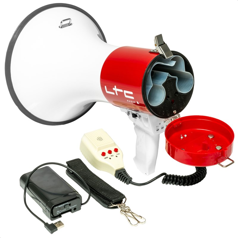 Mégaphone 50W avec USB, SD, AUX et batterie rechargeable sport