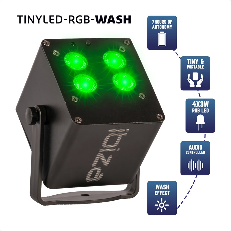 Effet LED WASH - 4 x 3W RVB - Sur batterie portable