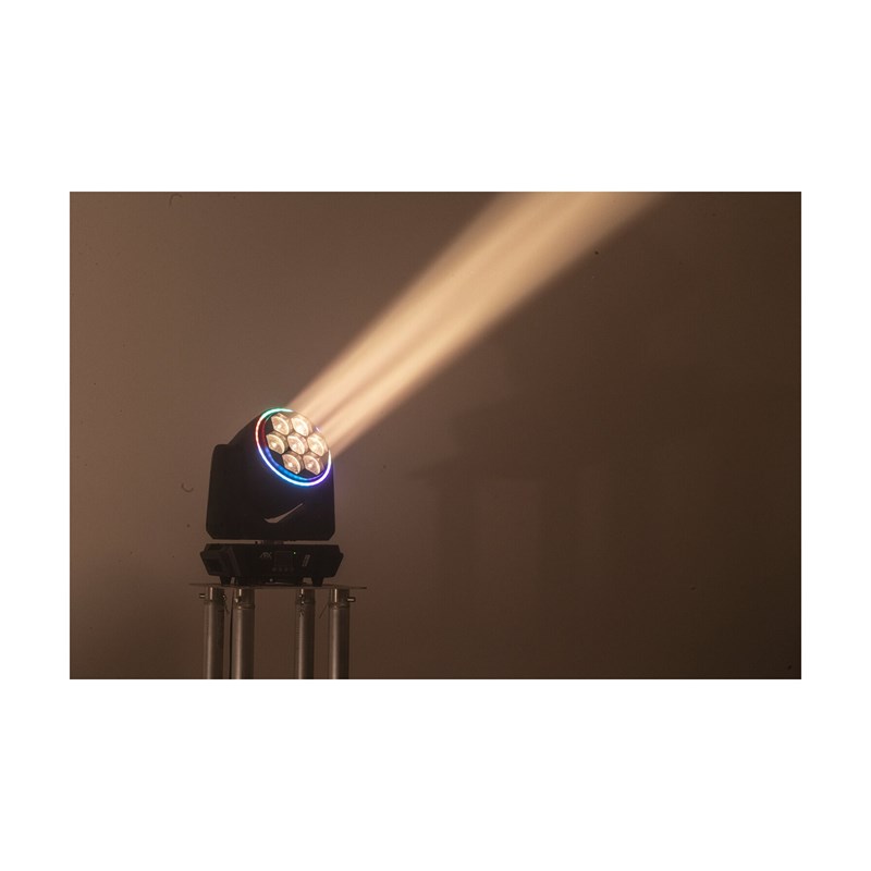 Lyre Wash Zoom 7x60W RGBW avec Anneaux LED + Flight Case - faisceau