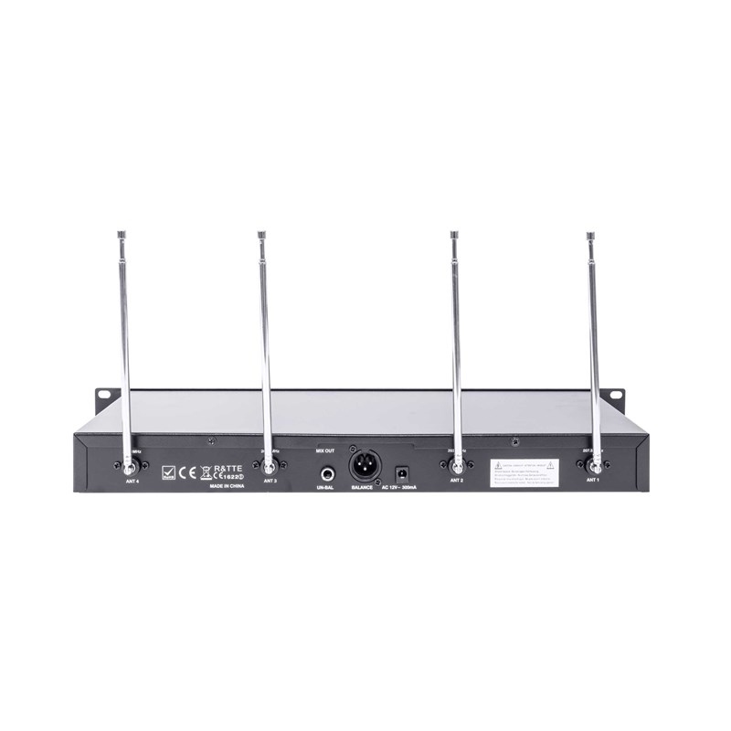 Système micro sans fil VHF 4 canaux - 3 micros main + 1 micro tête karaoké