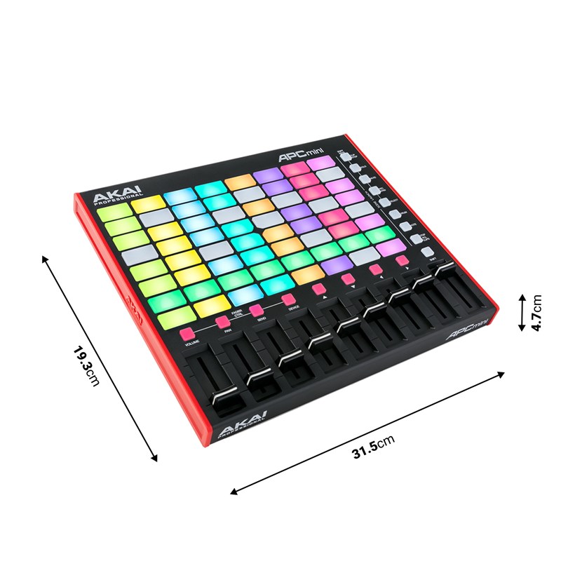 Contrôleur Ableton 8x8 pads RVB - 9 faders - compact - dimensions