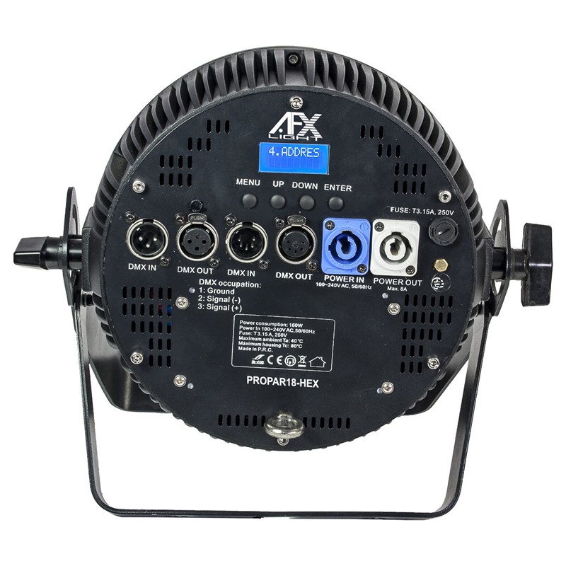 Projecteur LED haute puissance 18x12W RGBWA+UV DMX - arrière