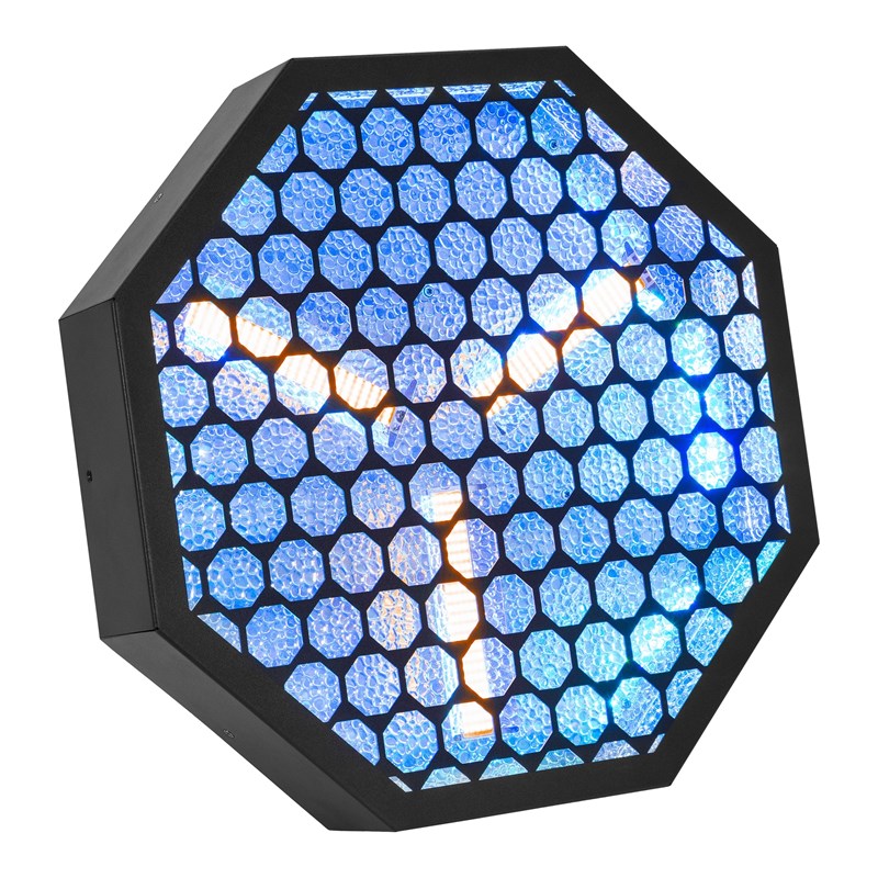 Effet LED vintage octogonal - 3x60W ambre + RGB - Mac Mah - Amber-O