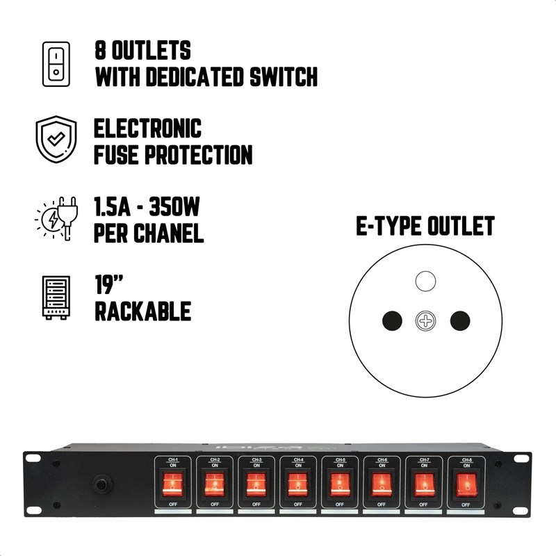 Boitier Lumière Ibiza Light LC806S 19" à 8 voies prise