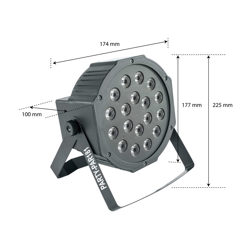 Projecteur PAR - 18 LED RVB - DMX 7 canaux fête