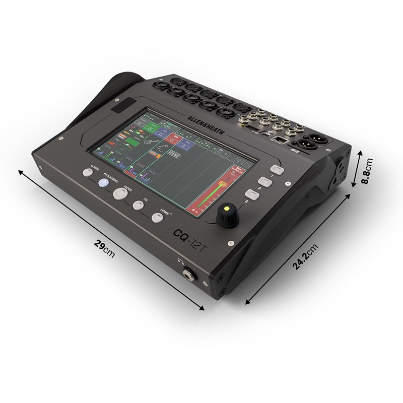 Console numérique compacte 12 canaux, Bluetooth, tactile 7" - dimensions