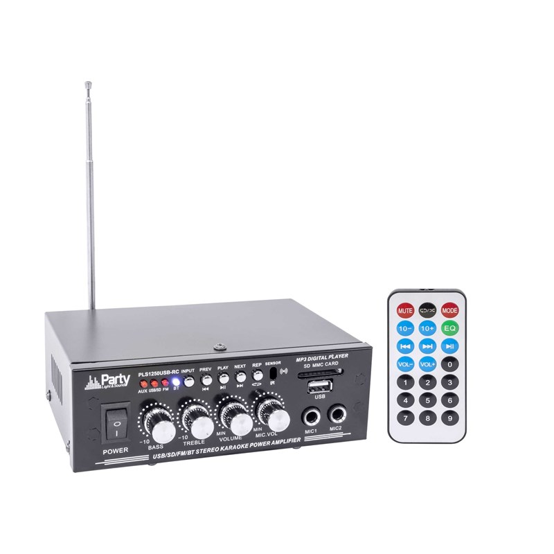 Amplificateur Karaoké 2x25W - BT, USB/SD & FM - Télécommande incluse karaoké