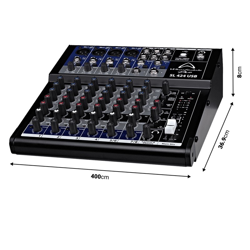 Console de mixage 8 entrées avec interface USB et FX - dimensions