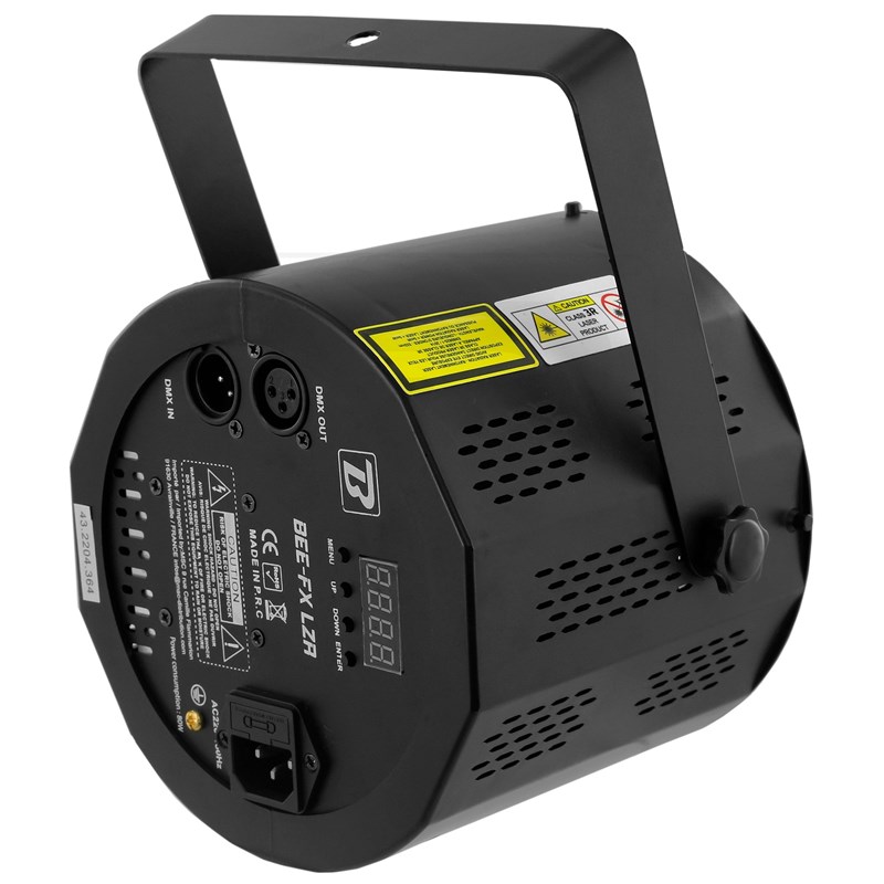 Effet LED rotatif + laser vert multipoint - auto & DMX - BEE-FX LZR connectiques