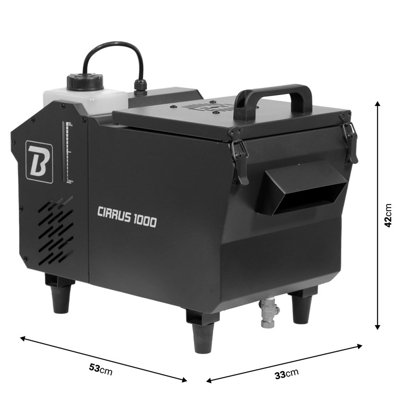 Machine fumée lourde à eau - 1000W DMX + télécommande - Cirrus 1000 dimensions