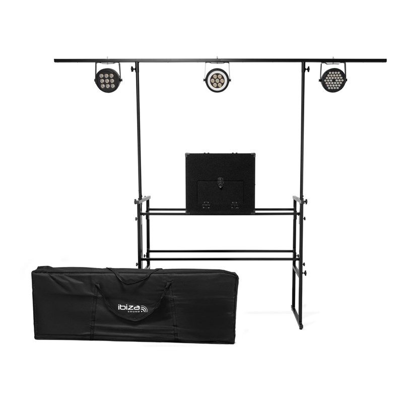 Support DJ mobile avec portique de lumière - Sac inclus