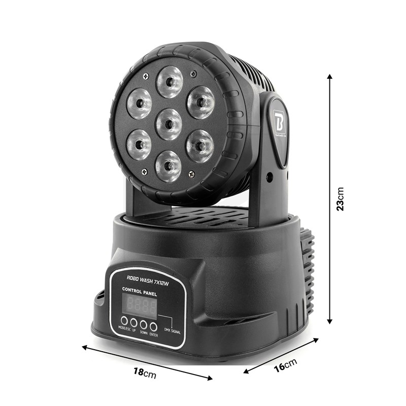 Lyre motorisé Wash à LED - 7 x 12W RGBW scène