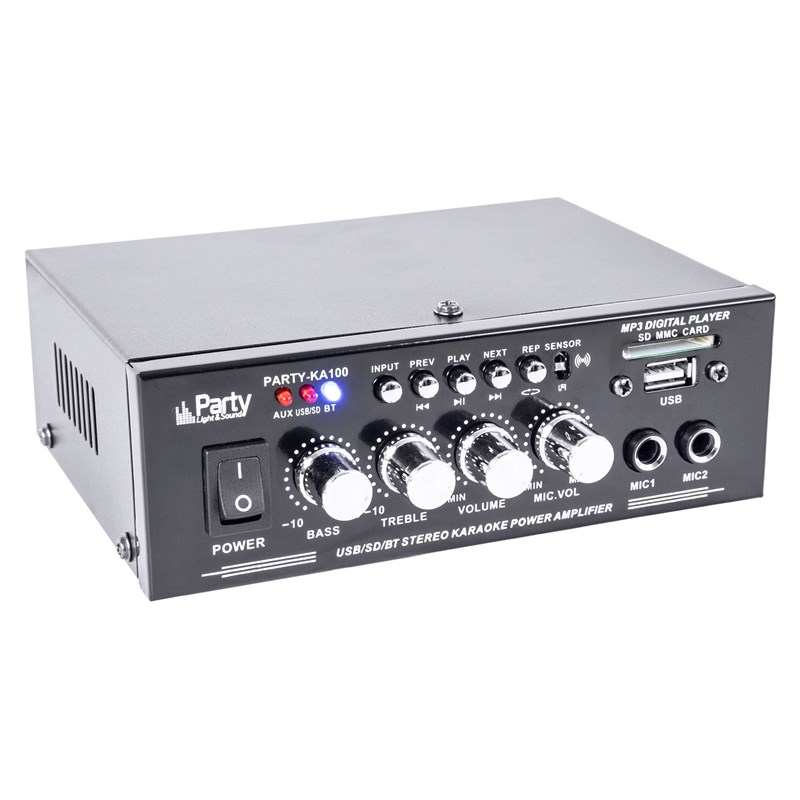 Kit Karaoké complet - Ampli 2x50W, 2 enceintes, micro, BT & USB amplificateur