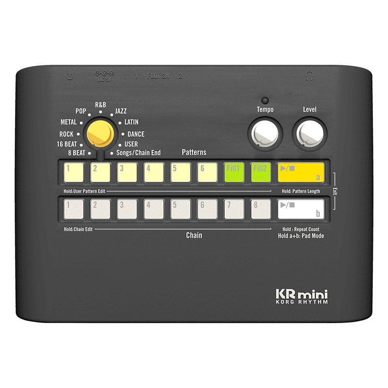 Boîte à rythmes compacte - 60 motifs & 16 pads - KR-MINI interface