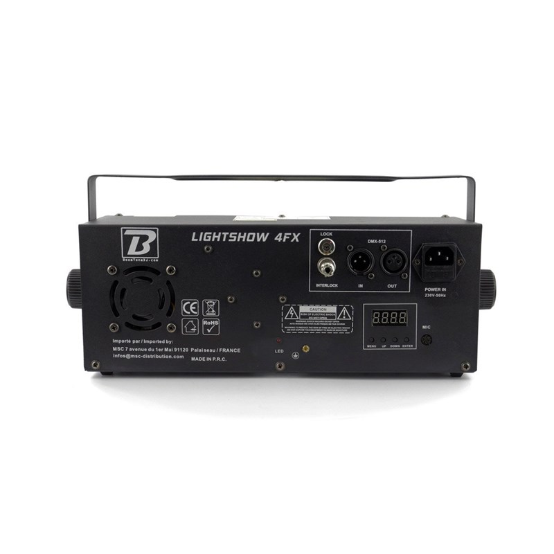 Jeu de lumière 4-en1 - Stroboscope Derby Gobos Laser animés