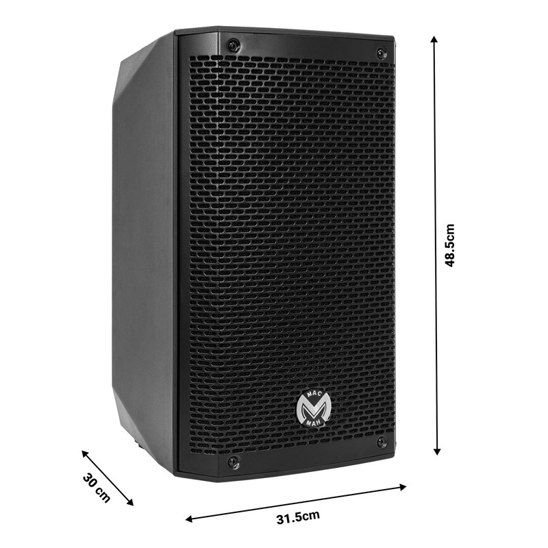 Enceinte active 8" - Bi-ampli, Mixeur 2 canaux & BT - AS 108 dimensions