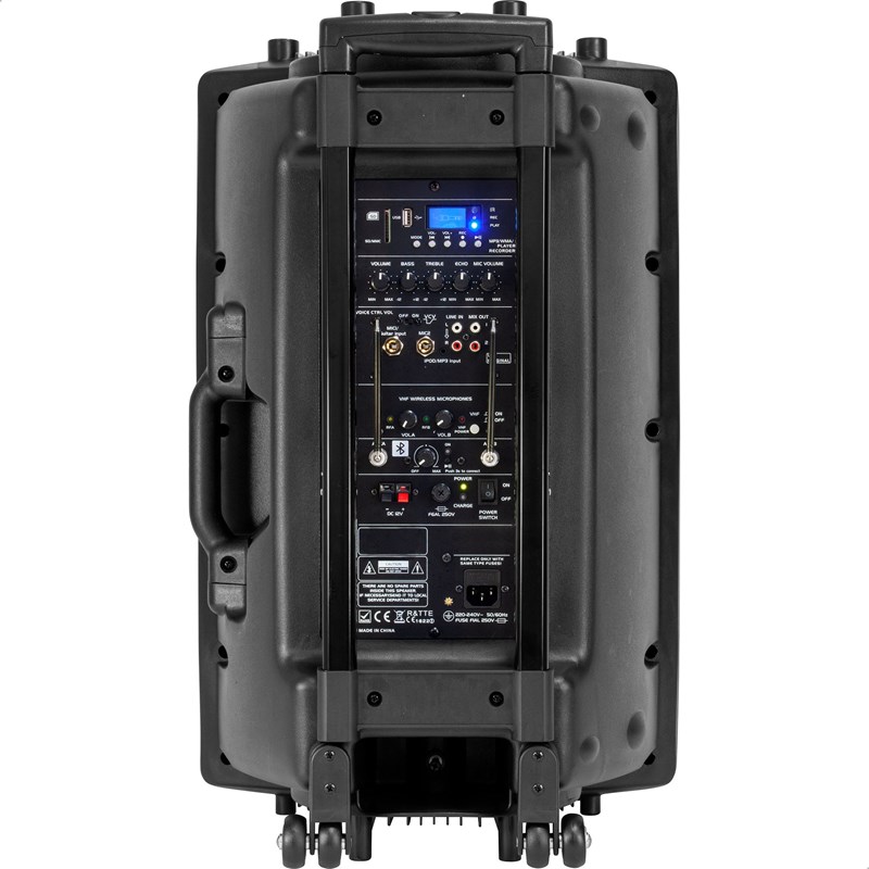 Sono portable 15" avec Bluetooth, USB et 2 micros VHF - PORT15VHF-BT arrière