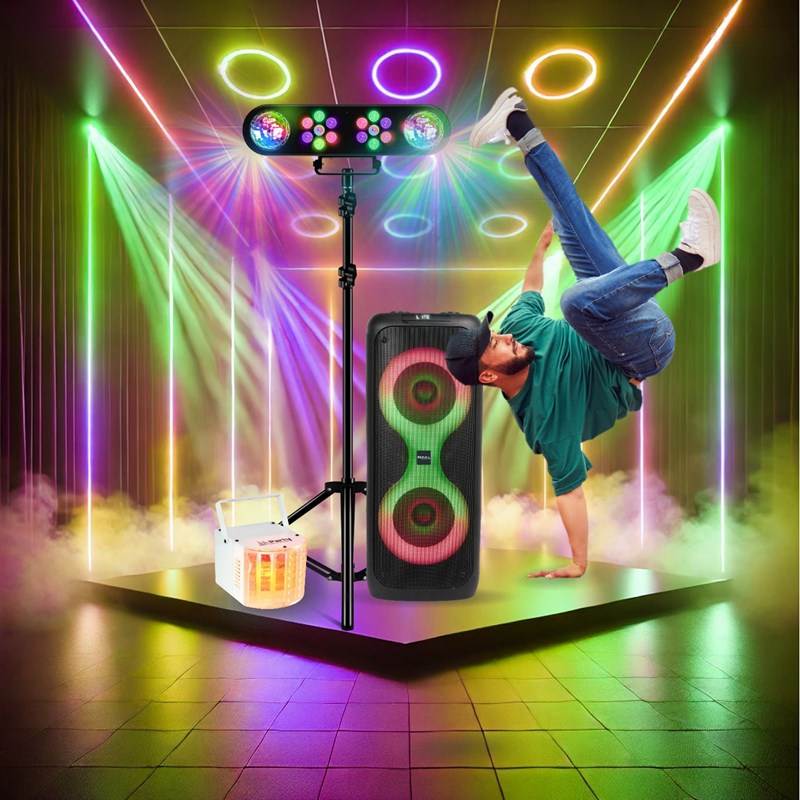 Pack Enceinte sur batterie Bluetooth Active 700W USB SD TWS Ibiza COLUMBA700 - Pied Lumière DJ - Jeu