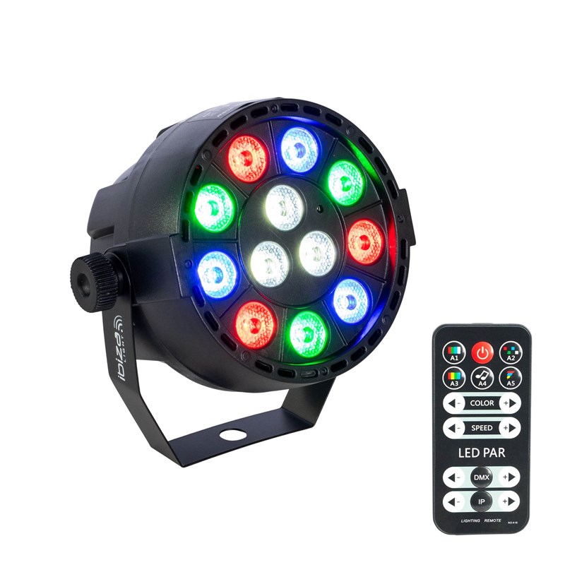 Projecteur PAR LED - 12 x 1W RVBB - Télécommande incluse lumière