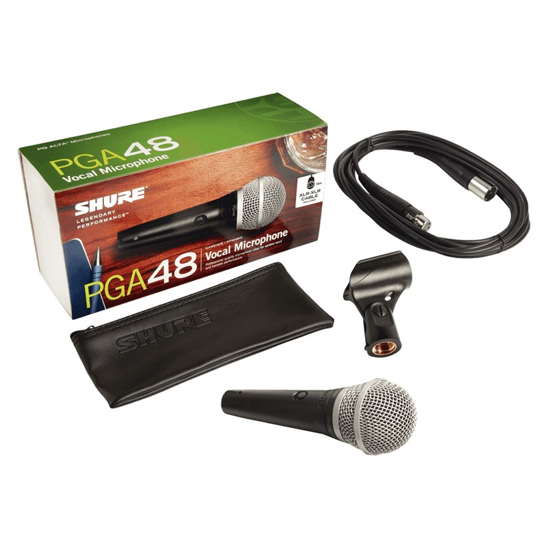 Micro dynamique main cardio - câble XLR-XLR & pince PGA48-XLR Shure câble