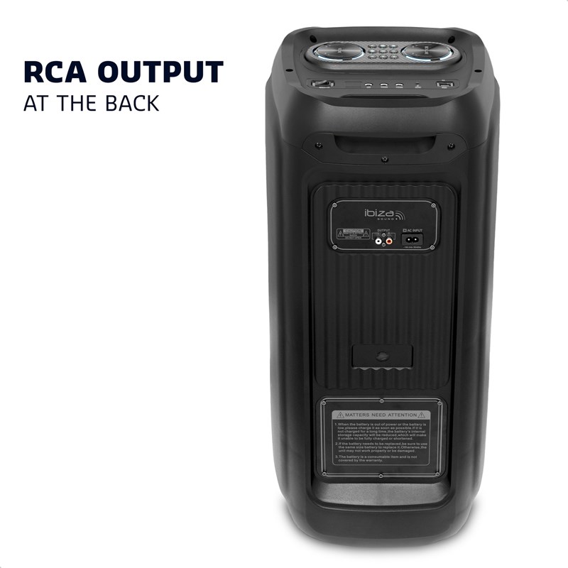 Enceinte BT 2 x 8''/20cm 800W - Sur batterie télécommande