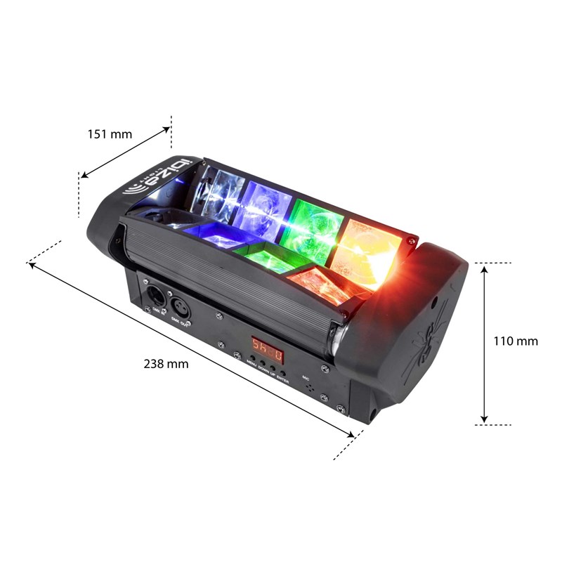 Effet lumineux LED Spider - 8 LED RVBB - Modes DMX & Audio autonome