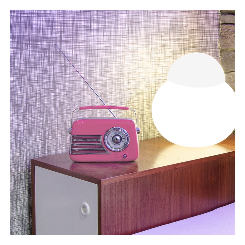 Radio vintage sur batterie - BT, USB & FM - 30W - Rose