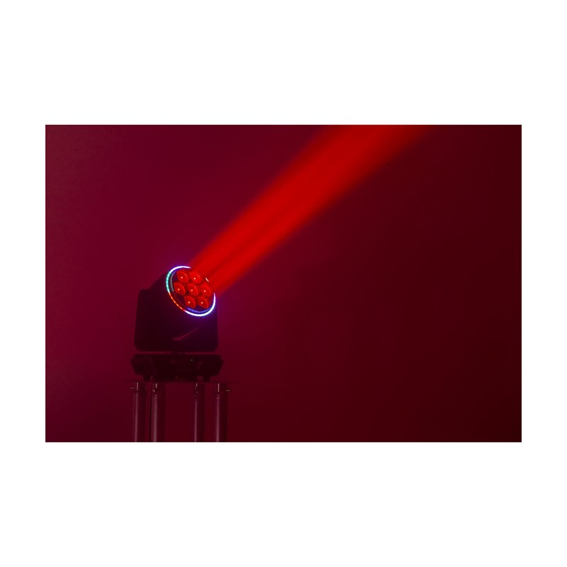 Lyre Wash Zoom 7x60W RGBW avec Anneaux LED + Flight Case - faisceau2