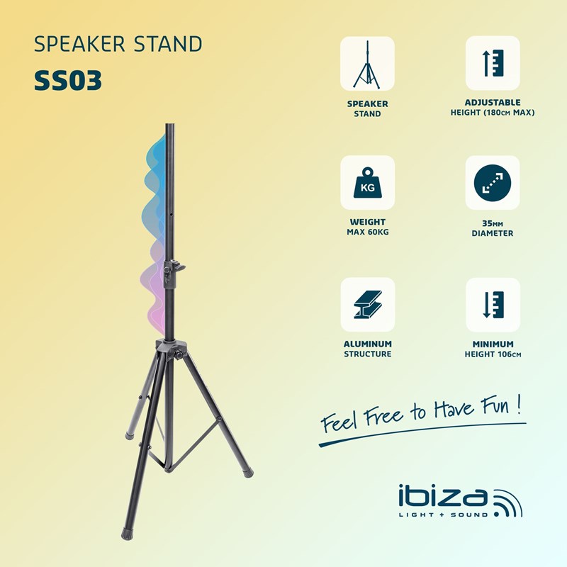 Support d’enceinte aluminium réglable - 60kg max sono