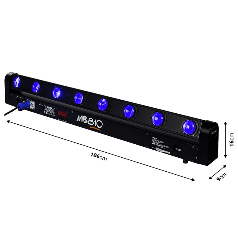 Barre motorisée LED 8 x 10 W RGBW à faisceau étroit - Dimension