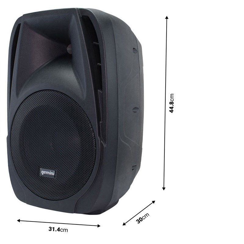 Système amplifié 2x10" avec mixeur et Bluetooth - dimensions