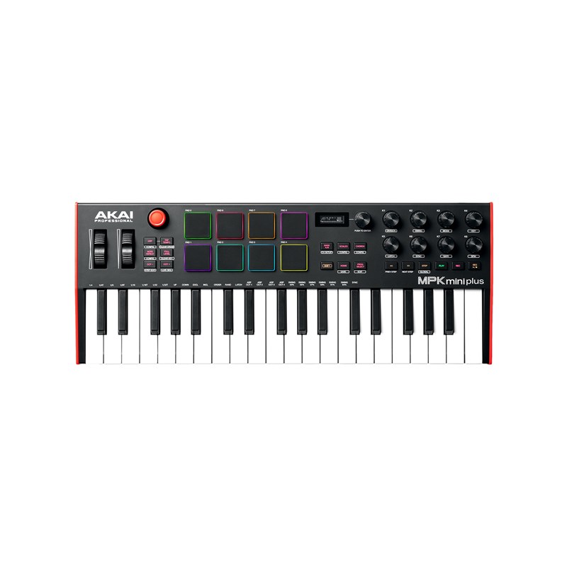 Clavier Maitre MIDI 37 Touches Mini-Notes 8 Pads RVB 8 Encodeurs - Akai MPKMINIPLUS - studio