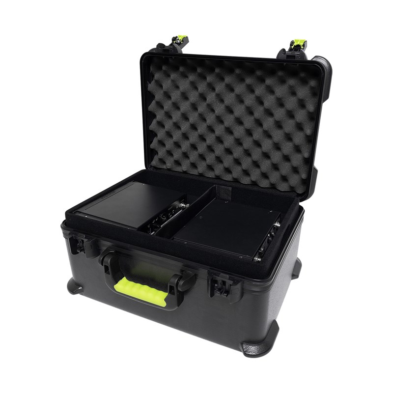 Flight case Polyéthylène pour 7 Micros HF ouvert angle gauche