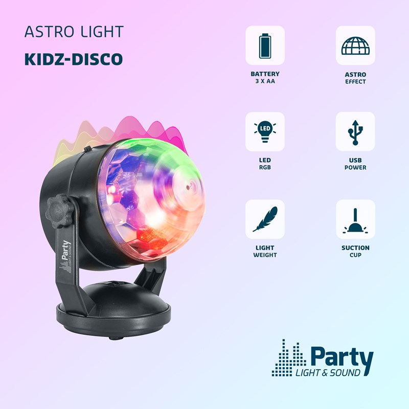 Boule disco RVB - Mini effet LED avec ventouse - Alim. USB ou piles jeu