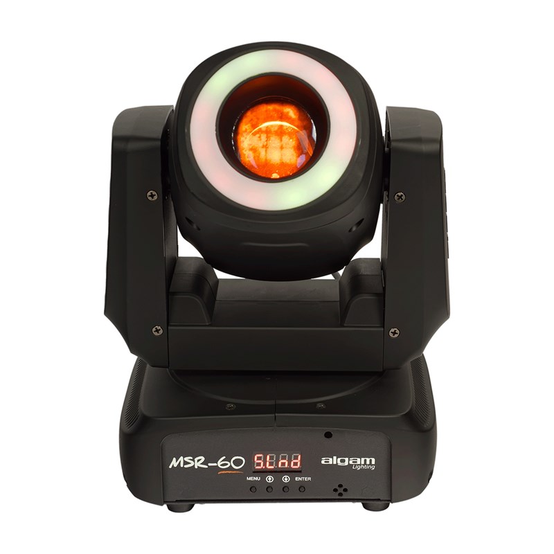 Lyre Spot LED 60W compacte - 8 gobos - Prisme & anneau RGB - DMX